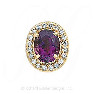 GS049 AMY/D - 14 Karat Gold Slide with Amethyst center and Diamond accents