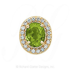 GS049 PD/D - 14 Karat Gold Slide with Peridot center and Diamond accents