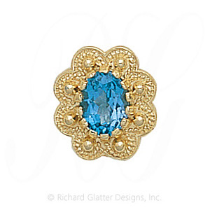 GS086 BT - 14 Karat Gold Blue Topaz Slide