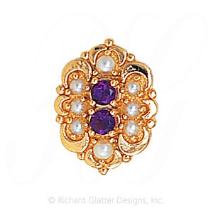 GS531 AMY/PL/PL - 14 Karat Gold Slide with Amethyst center and Pearl and Pearl accents
