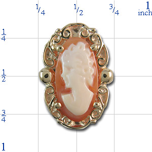 A4114 14K CAMEO SLIDE WITH FILIGREE DESIGN