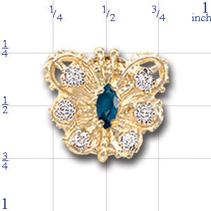 A2595 14K BUTTERFLY SLIDE WITH MARQUISE SAPPHIRE & 6 DIAMONDS