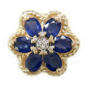 B2307 14K SLIDE WITH DIAMOND CENTER/FLOWER DESIGN