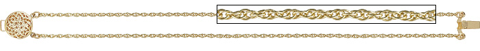 14K Triple Link Slide Stater Bracelet with Filigree Clasp 