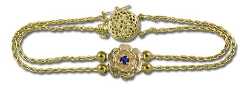 14K Sapphire and Diamond Parisian Wheat Slide Starter Bracelet 