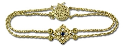 14K Sapphire and Diamond Parisian Wheat Slide Starter Bracelet 