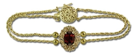 14K Garnet Parisian Wheat Slide Starter Bracelet