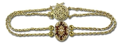 14K Garnet and Pearl Parisian Wheat Slide Starter Bracelet 