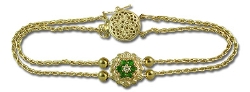 14K Emerald and Diamond Parisian Wheat Slide Starter Bracelet 