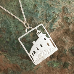 Marquette Harbor Lighthouse Michigan Upper Peninsula Sterling Silver U.P. pendant, Marquette, lake superior, upper peninsula, michigan, handcrafted