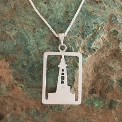 Stannard Rock Lighthouse Michigan Upper Peninsula Sterling Silver U.P. pendant, Marquette, lake superior, upper peninsula, michigan, handcrafted, stannard rock lighthouse