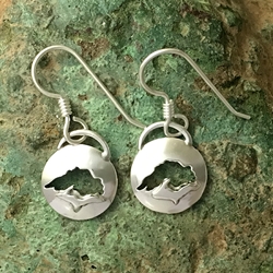U.P. Earrings - Michigan Upper Peninsula and Lake Superior Sterling Silver U.P. pendant, earrings, Marquette, lake superior, upper peninsula, michigan, handcrafted