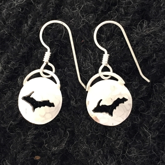 U.P. Earrings - Michigan Upper Peninsula and Lake Superior Sterling Silver - upear005