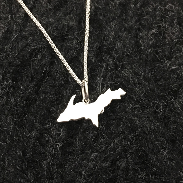 U.P. Pendant - Michigan Upper Peninsula Sterling Silver - uppen001