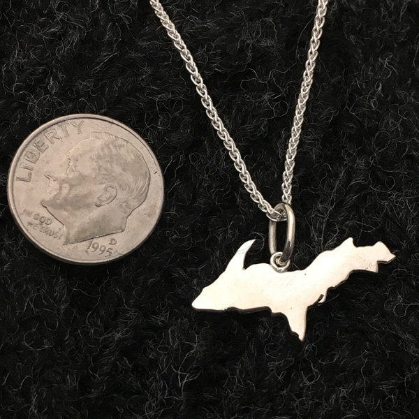 U.P. Pendant - Michigan Upper Peninsula Sterling Silver - uppen001