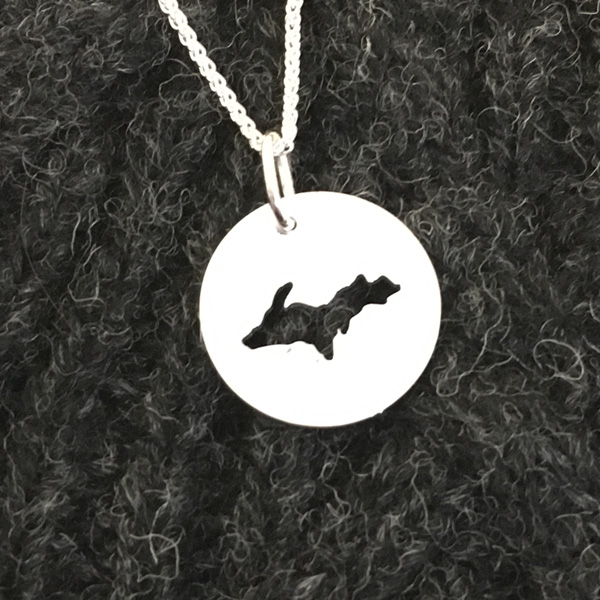U.P. Pendant - Michigan Upper Peninsula Sterling Silver Round Cutout - uppen003