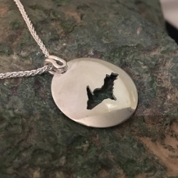 U.P. Pendant - Michigan Upper Peninsula Sterling Silver Domed Cutout U.P. pendant, Marquette, lake superior, upper peninsula, Michigan, handcrafted