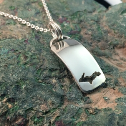 U.P. Pendant - Michigan Upper Peninsula Sterling Silver Domed Cutout U.P. pendant, Marquette, lake superior, upper peninsula, michigan, handcrafted