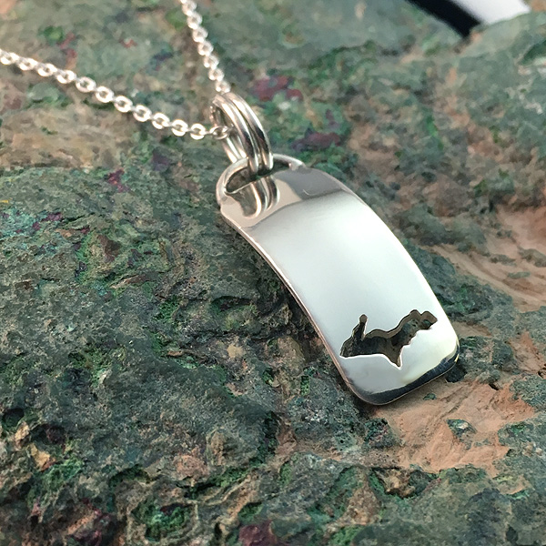 U.P. Pendant - Michigan Upper Peninsula Sterling Silver Domed Cutout - uppen009