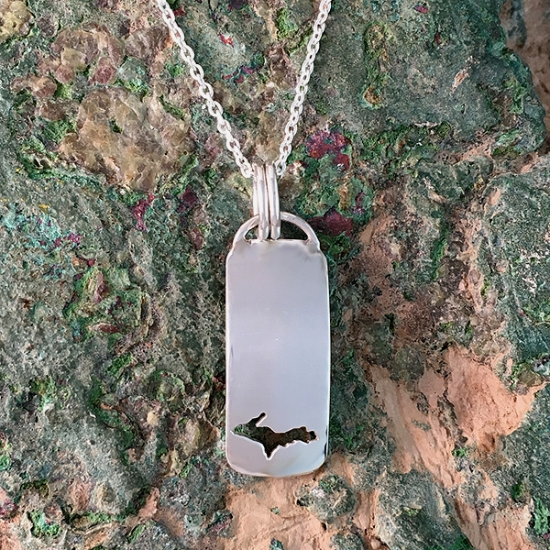 U.P. Pendant - Michigan Upper Peninsula Sterling Silver Domed Cutout - uppen009