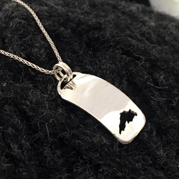 U.P. Pendant - Michigan Upper Peninsula Lake Superior Sterling Silver Domed Cutout - uppen013
