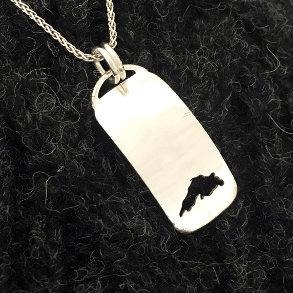 U.P. Pendant - Michigan Upper Peninsula Lake Superior Sterling Silver Domed Cutout - uppen013
